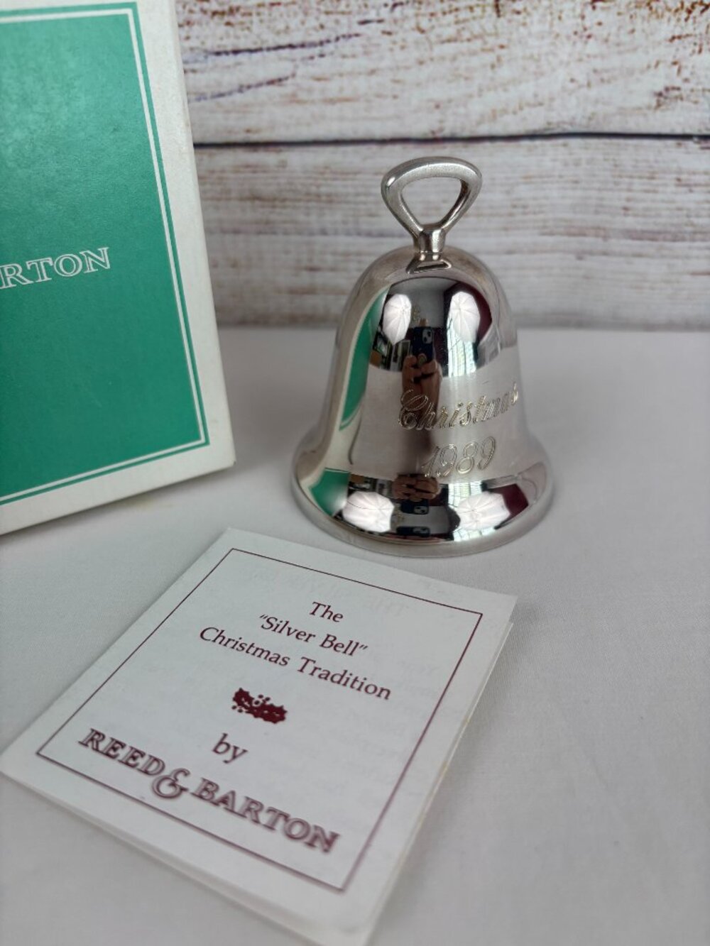 Reed & Barton 1989 Silverplate Bell with Box Christmas Ornament
